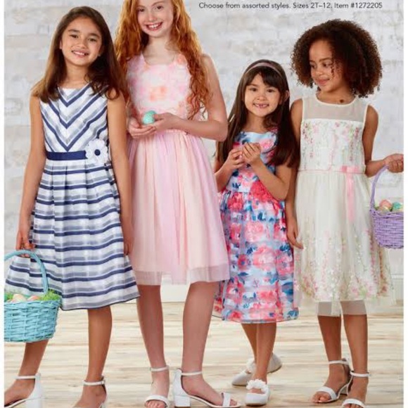 Jona Michelle Girls' Party Dress Blue/Stripes - Picture 2 of 10